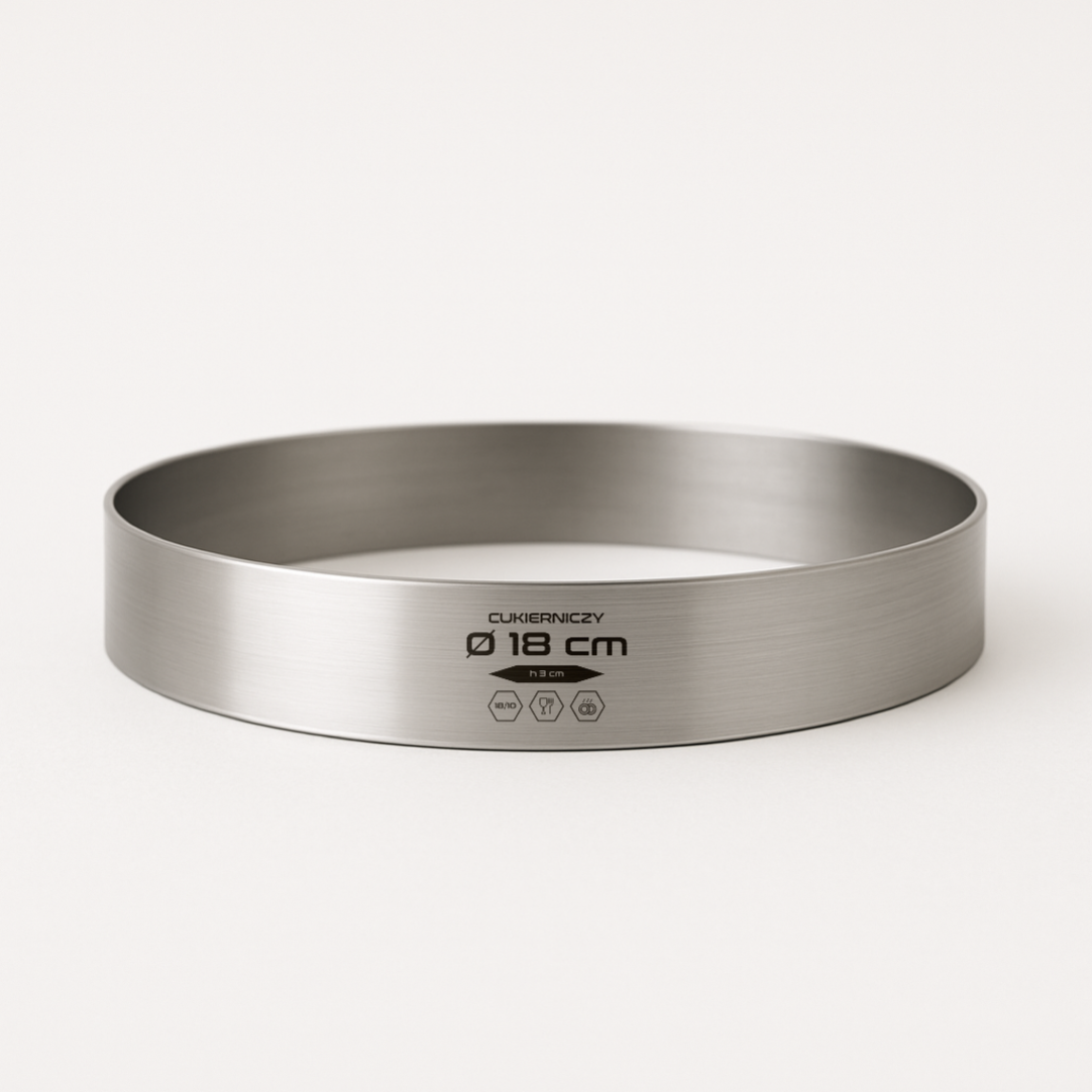 Rant okrągły d 18 cm, h3 cm, stal 18/10
