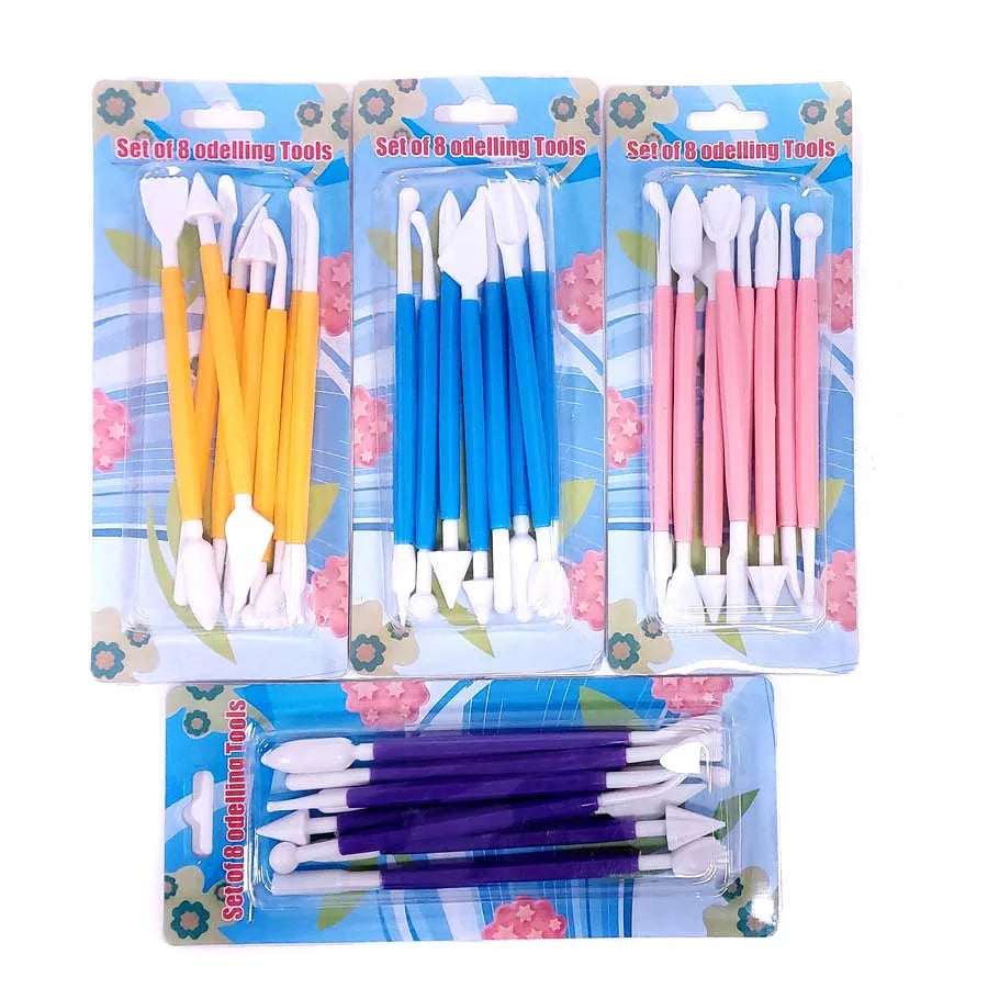 DEKORATOR DO TORTU NARZEDZIA PLASTIKOWE DWUSTRONNE DO MODELOWANIA 8SZT