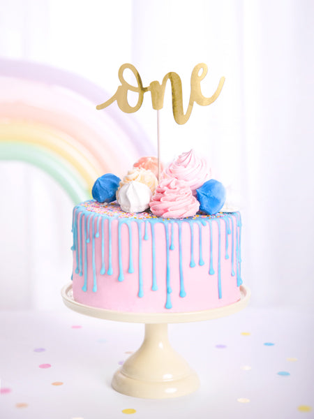 Topper na tort One, złoty, 19cm