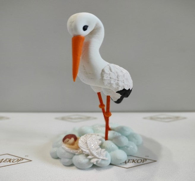 Dekoracja cukrowa, zestaw "Bocian z dzieckiem (chmurka)"