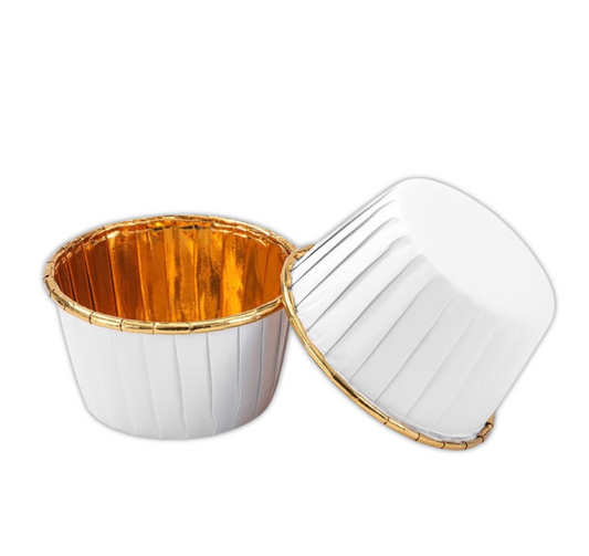 Papilotki do muffinek WHITE/GOLD 50/39 - 100sztuk