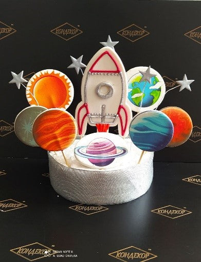 Dekoracja cukrowa, zestaw "Kosmos" 2 (rakieta)