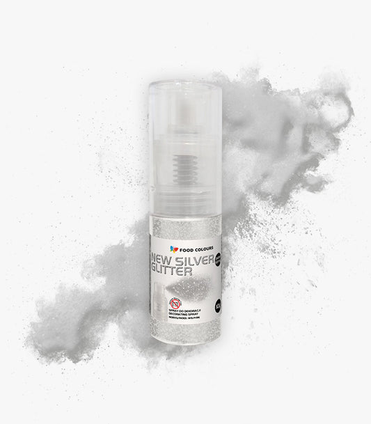 Barwnik spożywczy w sprayu NEW SILVER GLITTER Pump Spray 5g