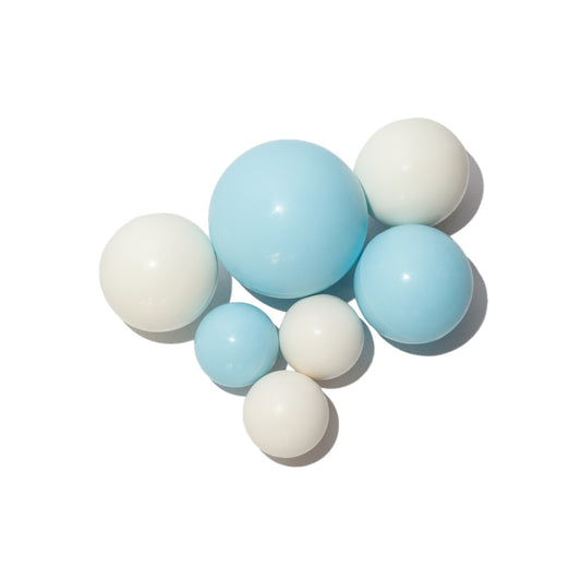 Dekoracje czekoladowe Sfery kule białe/niebieskie zestaw 7 szt