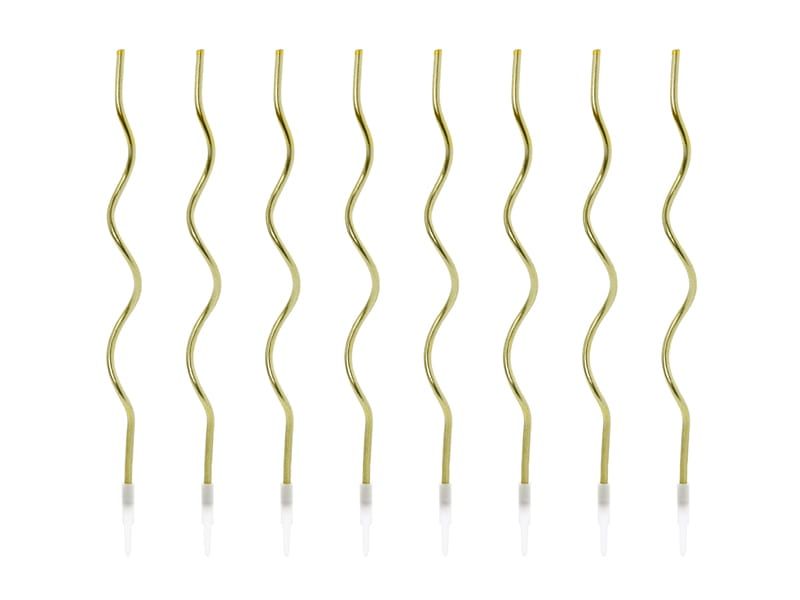 Świeczki urodzinowe zakręcone, złote,14cm: 8szt.