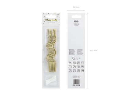 Świeczki urodzinowe zakręcone, złote,14cm: 8szt.