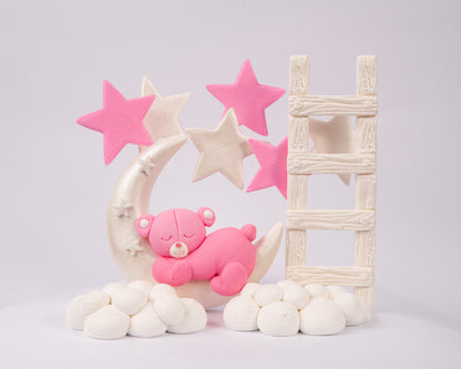 Dekoracja cukrowa, zestaw Miś na księżycu" (colour)