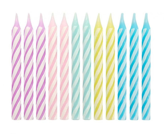 Świeczki urodzinowe 24/24, makaronikowe z paseczkiem, 6 cm