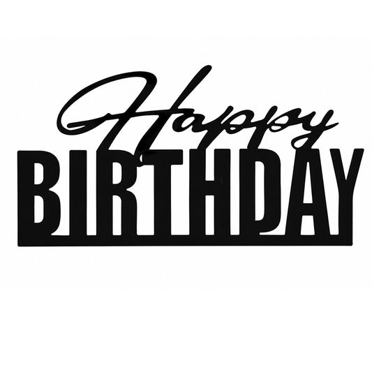 Topper akrylowy na bok tortu Happy Birthday Czarny wz1